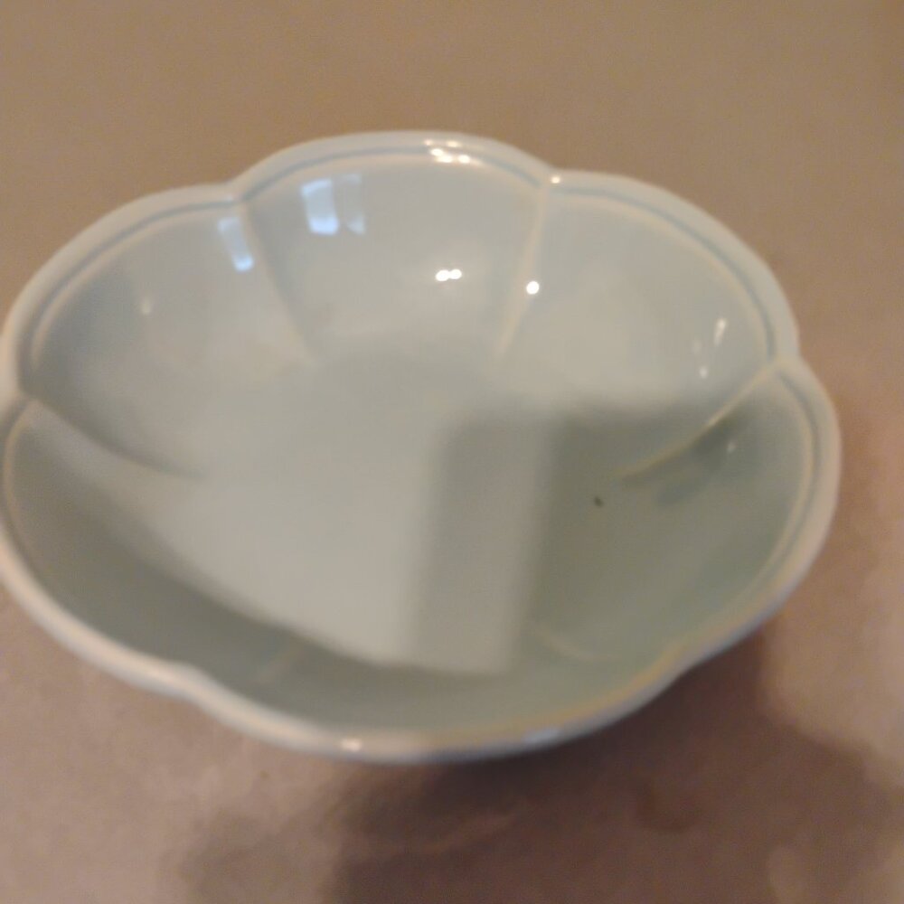 McCoy Pottery Baby Blue Ribbed Bowl # 7528 MCM